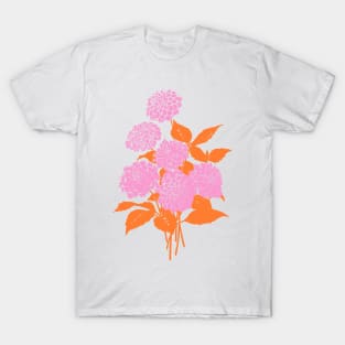 Flower Bouquet Illustration in Pink and Orange T-Shirt